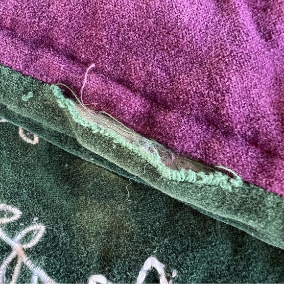 Boho Velvet Patchwork Embroidered Throw Blanket Colorblock Floral 49x60 FLAWS - Picture 13 of 16